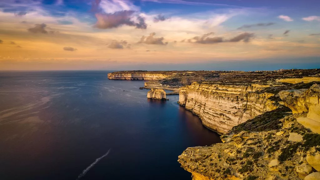 Sunset over Ta’ Ċenċ and Sanap Cliffs in Gozo