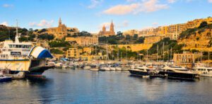Mgarr Harbour Gozo Malta boats marina clear water main port for private boat tours to Comino Blue Lagoon and surrounding islands