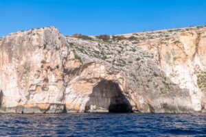 malta Blue grotto arch from sea, the biggest cave in blue grotto