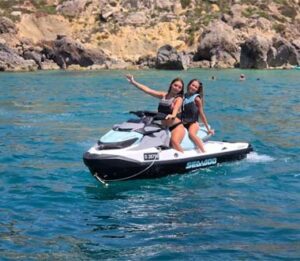 Two women jet ski safari Malta no licence